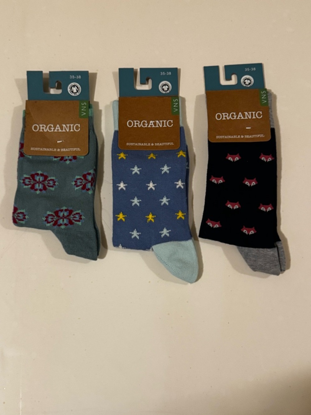 Organic Cotton Women’s Patterned Socks - Pack of 3- NWT